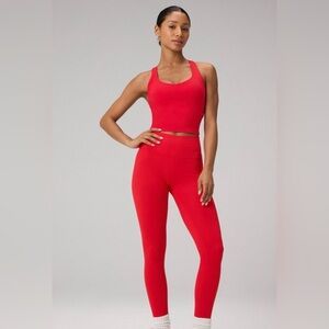 Fabletics Red High-Rise Leggings and Crop Tank Set size Small